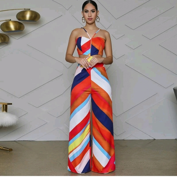 New Multi Color Hollow Out Jumpsuit - Picture 3 of 6